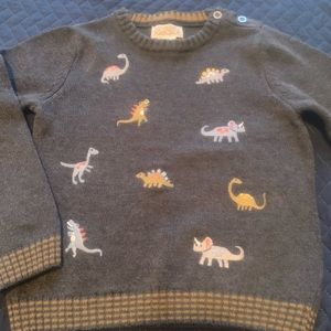 Little boys dinosaur sweater in charcoal grey